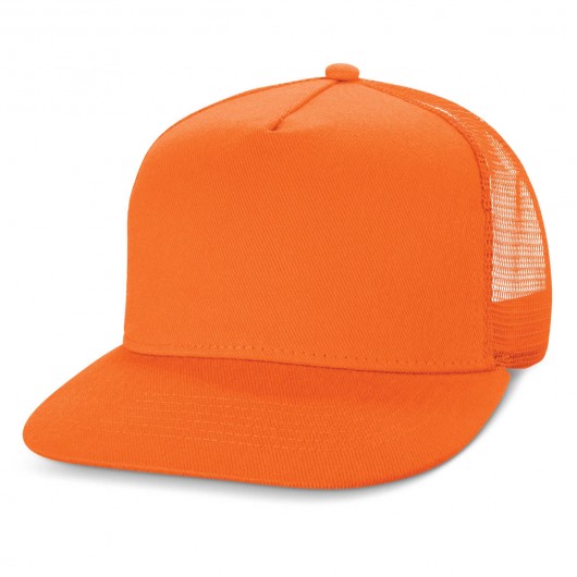 Orange Camaro Flat Peak Trucker Caps
